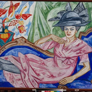 "Portrait de la soeur de l artiste"(Portrait of the Artists Sister) Peinture d Olga Vladimirovna Rozanova (1886-1918) 1912 - Oil on canvas - State Art Museum, Yekaterinburg