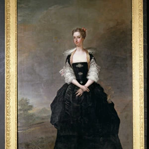 Portrait of a lady, member of the Dundas family, in a black velvet dress with lace