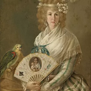Portrait of a Lady with a Parrot, c. 1785-90 (oil on canvas)