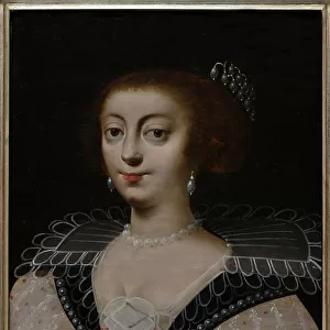 Portrait of a lady wearing tiara and pearl jewels, 17th century (oil on panel)
