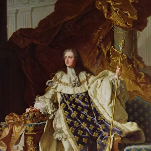 Portrait of Louis XV (1715-74) in his Coronation Robes, 1730 (oil on canvas)
