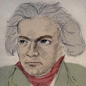 Portrait of Ludwig van Beethoven (1770-1827) German composer - anonymous drawing from