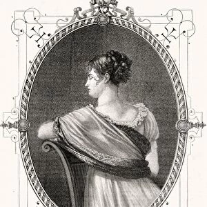 Portrait of Madame Recamier (1777-1849) engraved by Antoine Auguste Ernest Hebert