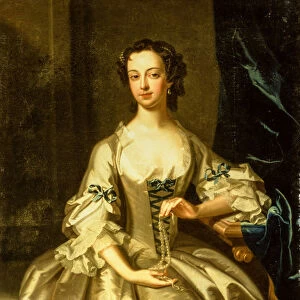 Portrait of Mary Rand by a Draped Curtain (oil on canvas)