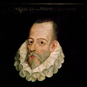 Portrait of Miguel de Cervantes y Saavedra (1547-1615) 1600 (oil on panel)