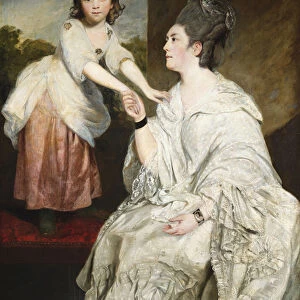Portrait of Mrs. Sarah Otway, in white costume with her daughter Jane before a window