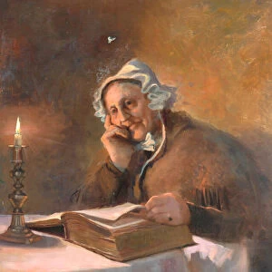 Portrait of an Old Woman Reading the Bible by Candlelight, 1896 (oil on canvas)