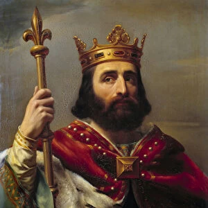 Portrait of Pepin III known as Pepin the Brief (714-768) king of France. Painting by Louis Felix Amiel (1802-1864), 1837. hs / t. Dim: 0, 90 x 0, 72m