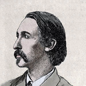 Portrait of Robert Louis Stevenson (1850-1894), British writer, 19th century drawing