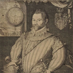Portrait of Sir Francis Drake, (copper-engraving)