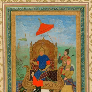Portrait de Tamerlan (1336-1405) (ou Timur Lang, "Timur le boiteux") - Timur Khan by Anonymous / Private Collection / ca 1625 / Iran / Gouache on paper / Portrait / 43, 7x30, 7