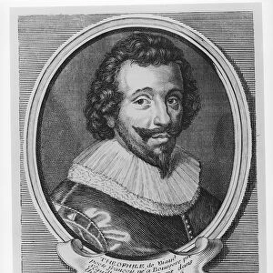 Portrait of Theophile de Viau (1590-1626) (engraving) (b / w photo)