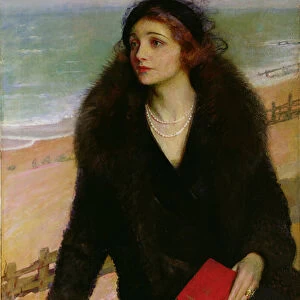 Portrait of Ursula Bloom (1892-1984) on the Promenade at Walton-on-the-Naze, 1932 (oil on canvas)
