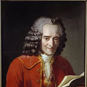 Portrait of Voltaire (Francois Marie Arouet dit, 1694-1778) holding Freron