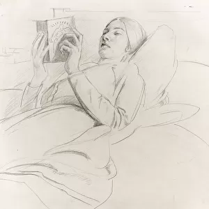 Portrait of Winifred Knights (1899-1947) reading, c. 1921 (pencil on paper)