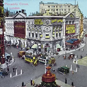 Postcard depicting Piccadilly Circus c. 1928 (colour litho)