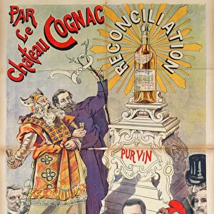 Poster advertising Cognac as a promoter of reconciliation, 1890-95 (colour litho)