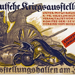 Poster advertising a War Exhibition sponsored by the Red Cross "