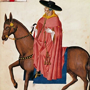 A prelate on horseback, 1434 (miniature)