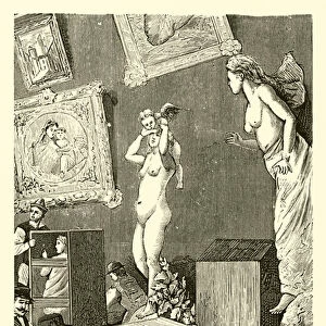 Preparing for the Exhibition, placing Statuary in the Annex (engraving)
