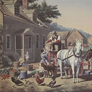 Preparing For Market, pub. 1856, Currier & Ives (colour litho)