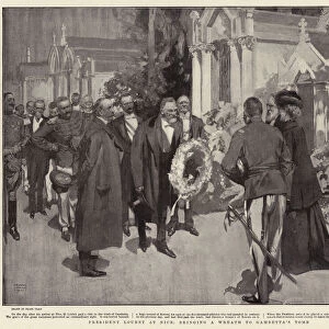 President Loubet at Nice, bringing a Wreath to Gambettas Tomb (litho)