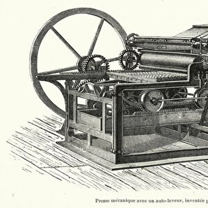 Presse mecanique avec un auto-leveur, inventee par Koenig et Bauer (engraving)