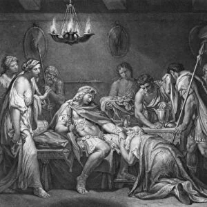 Priam redeems the dead body of Hector, Domenico Cunego, 1764 (engraving)