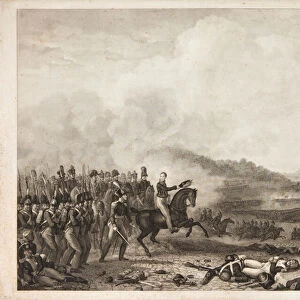 The Prince of Orange at the Battle of Quatre Bras, 1815 (engraving)