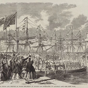 The Prince and Princess of Wales embarking at Dundee for Copenhagen on Saturday Last (engraving)