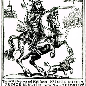 Prince Rupert on Horseback (engraving) (b / w photo)