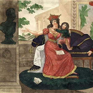 Princess Poniatowski learning of her husbands death - Engraving of the time