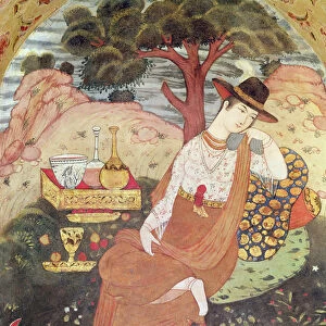 Princess sitting in a garden, Safavid Dynasty (fresco)