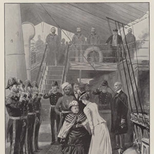 The Princess of Wales receiving the Queen at the Gangway of the "Osborne"at Cowes (litho)