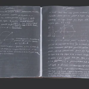 Unsigned manuscript print of geometry and mathematics problems