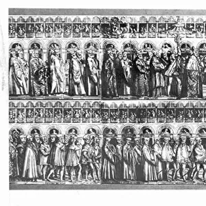 Procession of the Doge and Venetian Officials, c. 1555-60 (woodcut) (b / w photo)