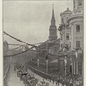 The Procession entering the Strand, the Royal Carriage arriving at Charing Cross (litho)