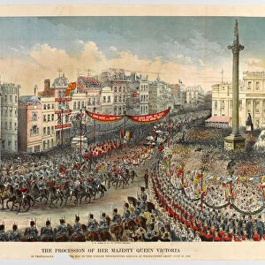 The Procession of HM Queen Victoria in Trafalgar Square on her way to the Jubilee