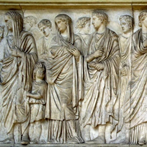 Procession, south wall of the Ara Pacis (marble)