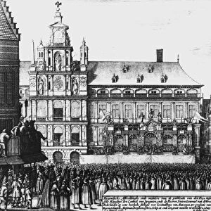 Proclamation of the peace of Westphalia in 1648, engraved by F. Wyngaerde (engraving)