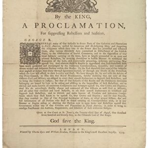 A Proclamation, for Suppressing Rebellion... 23rd August 1775 (litho)