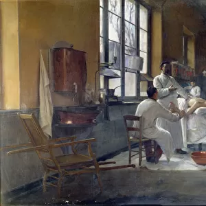 Professor Edmond Delorme (1847-1929) demonstrating pulmonary decortication to students at Val de Grace in 1894, 1897 (oil on canvas)