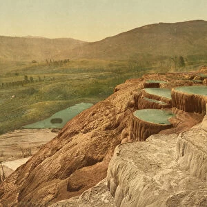 Pulpit Terraces from above, Yellowstone National Park, c. 1898 (photochrom)