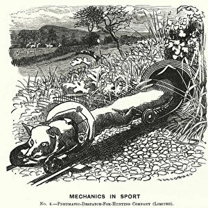 Punch cartoon: Mechanics in Sport. No 4. - Pneumatic Despatch Fox Hunting Company (Limited) (engraving)