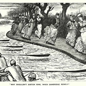 Punch cartoon: Why Shouldn t Girton Rink. When Cambridge Rows? (engraving)