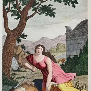 Pyramus and Thisbe or Piramo e Tisbe, Book IV, illustration from Ovids Metamorphoses