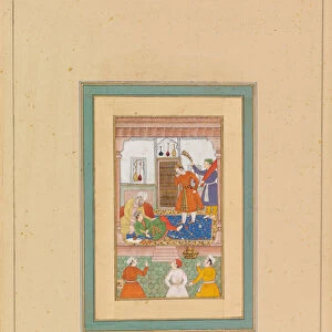 The Qazi of Hamadan and a Youth, early 17th century (opaque paint and gold on paper)