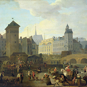 Quai de Gesvres, the Palais and Notre Dame Pump, c. 1791 (oil on canvas)