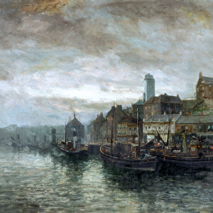 Quayside at North Shields, c. 1890-1910 (oil on canvas)