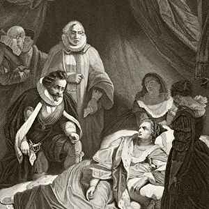 Queen Elizabeth I on her death bed, from The National and Domestic History of